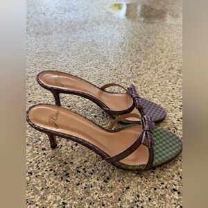 J. Crew Purple and Green Patterned Heels